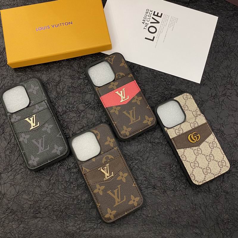 Luxury Leather LV Phone Case Style Card Holder for iPhone