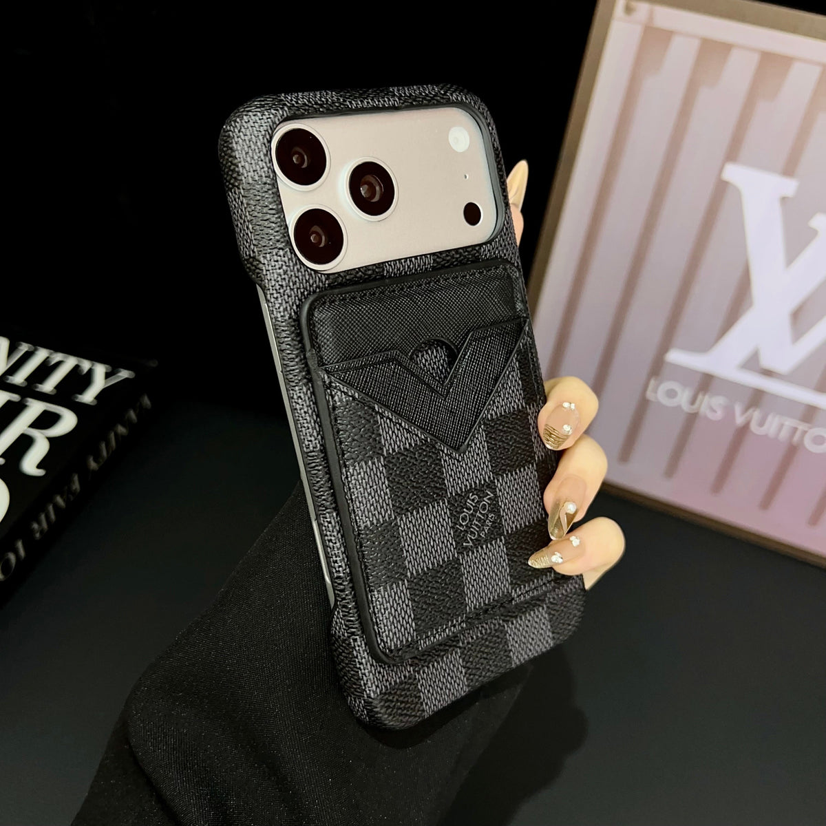 Lv Magsafe Magnet Card Holder Phone Case For Iphone 13-17 / Pro / Pro Max / Plus / Air / 18 Pro / 18 Pro Max