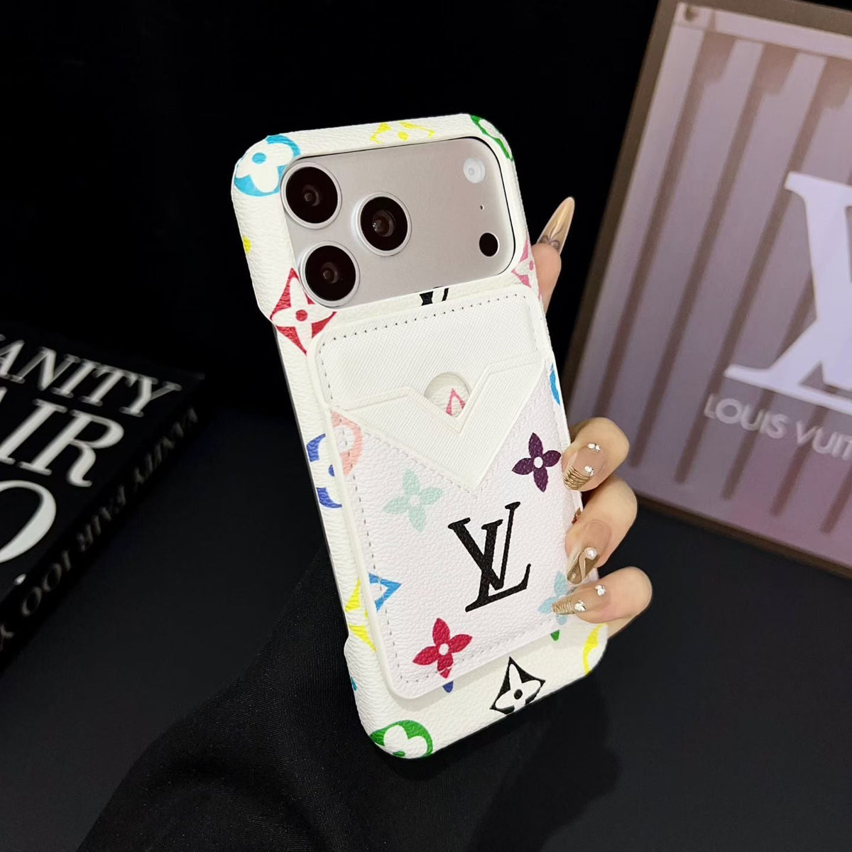Lv Magsafe Magnet Card Holder Phone Case For Iphone 13-17 / Pro / Pro Max / Plus / Air / 18 Pro / 18 Pro Max