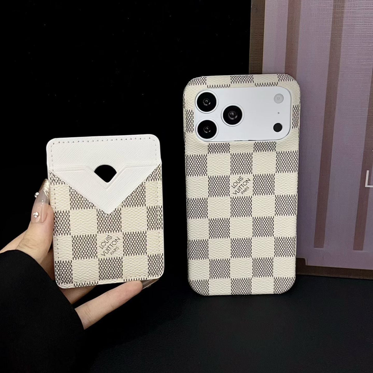 Lv Magsafe Magnet Card Holder Phone Case For Iphone 13-17 / Pro / Pro Max / Plus / Air / 18 Pro / 18 Pro Max
