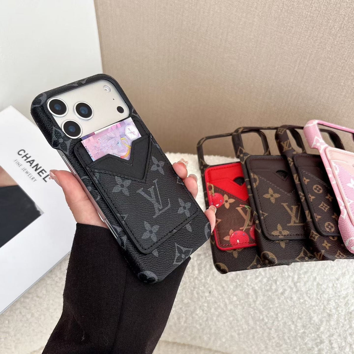 Lv Magsafe Magnet Card Holder Phone Case For Iphone 13-17 / Pro / Pro Max / Plus / Air / 18 Pro / 18 Pro Max