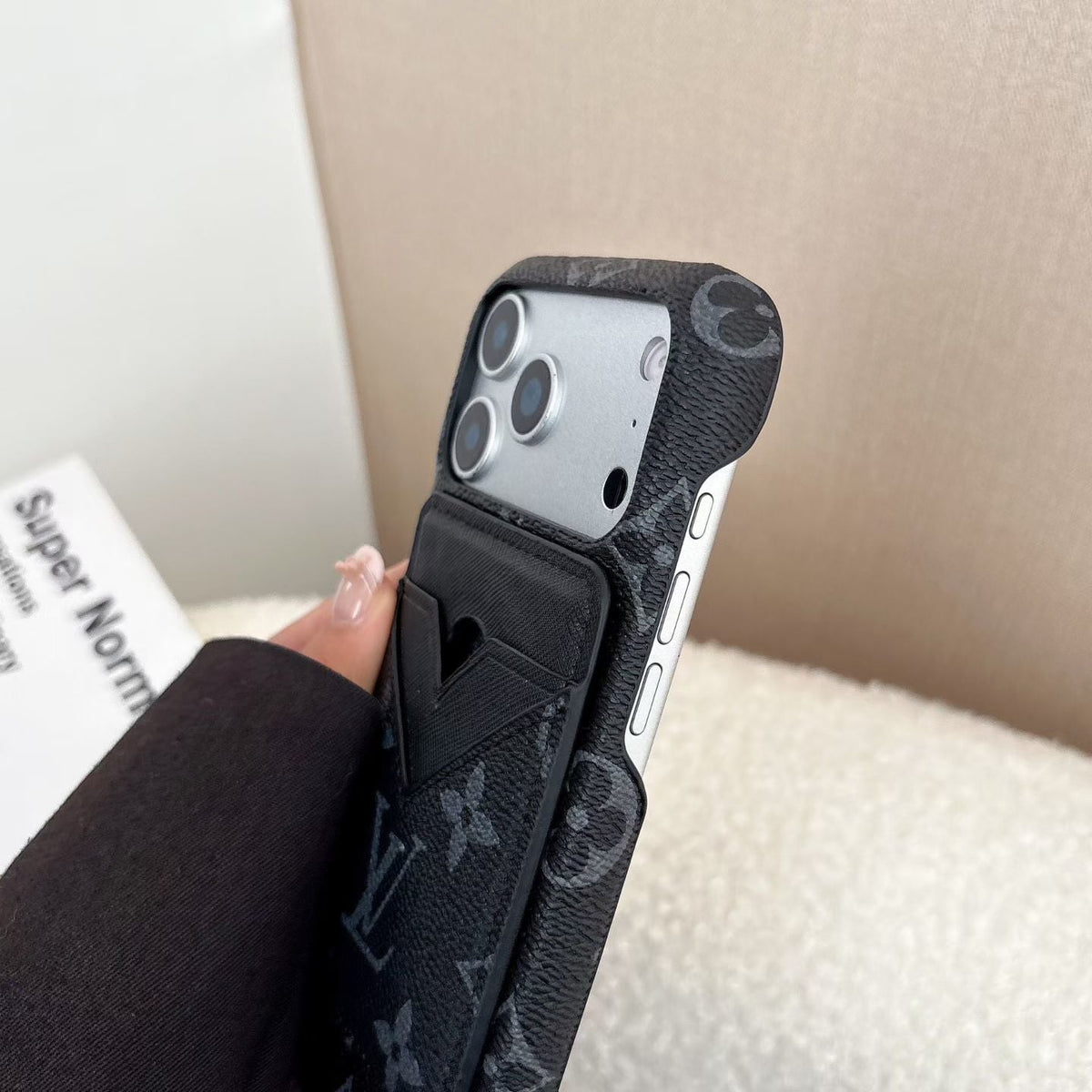 Lv Magsafe Magnet Card Holder Phone Case For Iphone 13-17 / Pro / Pro Max / Plus / Air / 18 Pro / 18 Pro Max