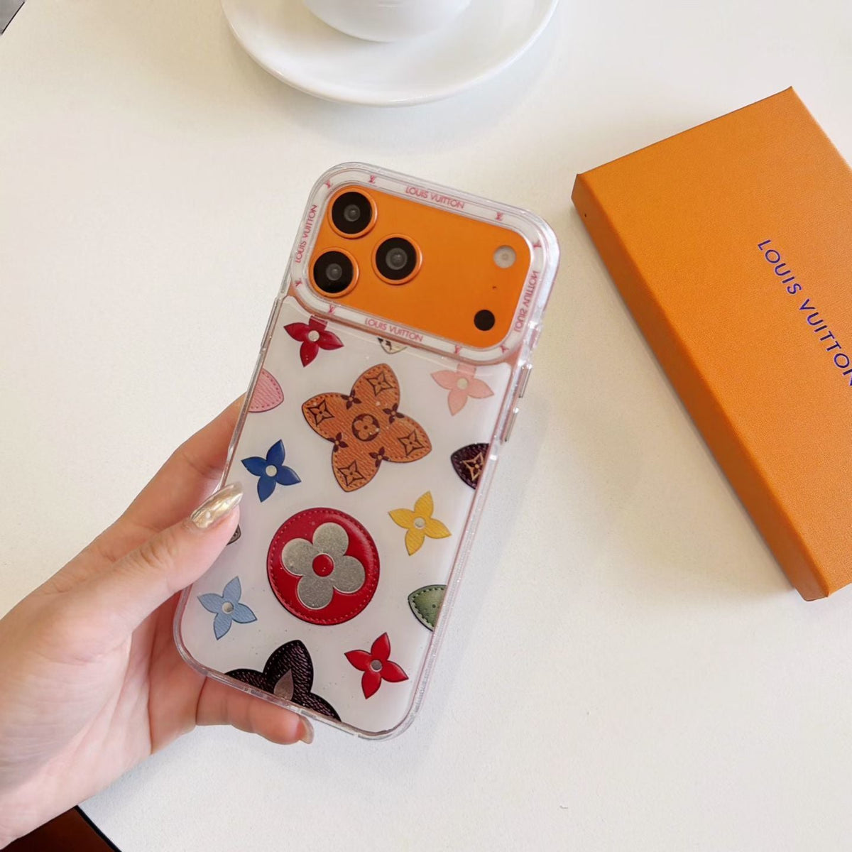Multicolor Monogram White Lv Case Iphone 14-17 / Pro / Pro Max / 18 Pro / 18 Pro Max