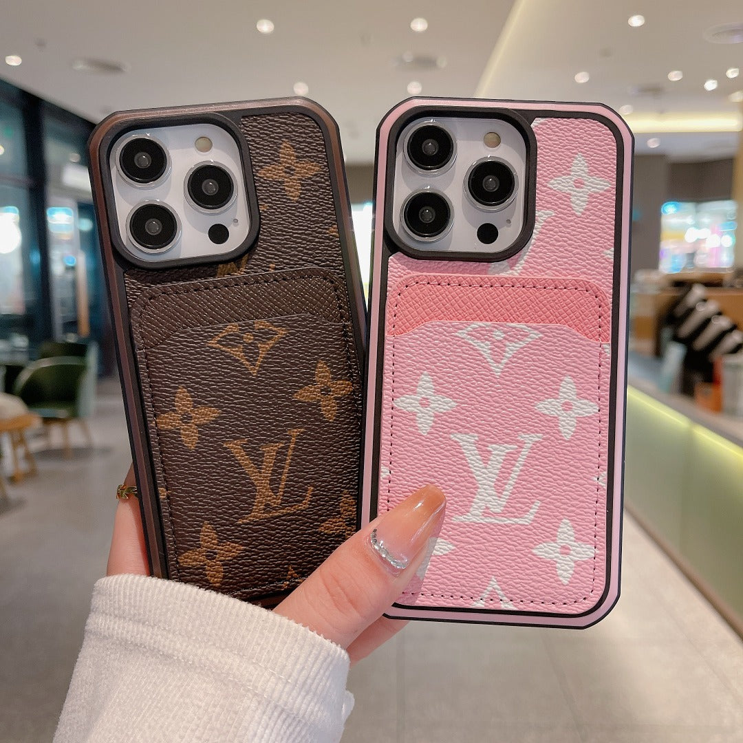 Luxury Leather Lv Iphone 16 / 15 / Pro / Max / Plus / Case Monogram Pattern / 18 Pro / 18 Pro Max