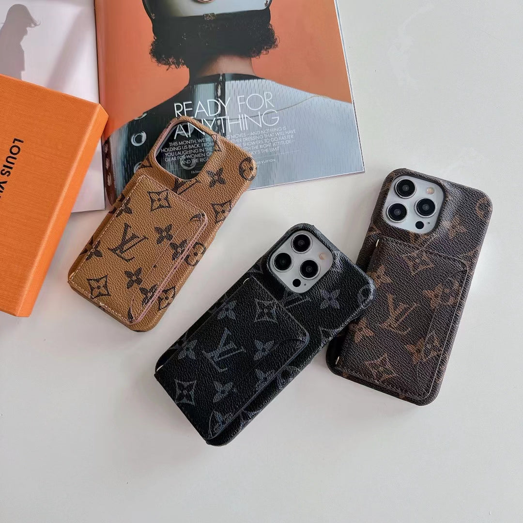 Lv Wallet Card Phone Case For Iphone 11 12 13 14 15 16 Pro Max Plus / 18 Pro / 18 Pro Max
