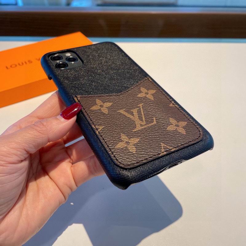 LV iPhone Case Monogram Card Leather Slot for iPhone