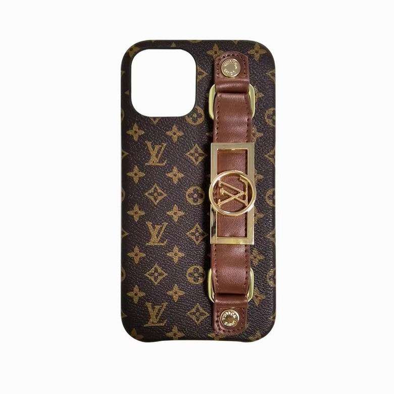 LV iPhone 14 Pro Max Case Hand Strap Brown Small Monogram