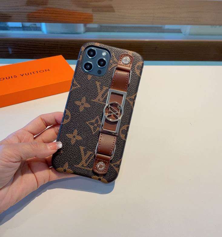 LV Monogram iPhone Case Brown Hand Strap