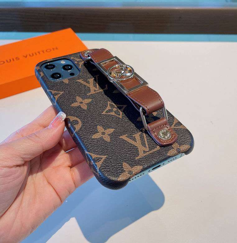 LV Monogram iPhone Case Brown Hand Strap