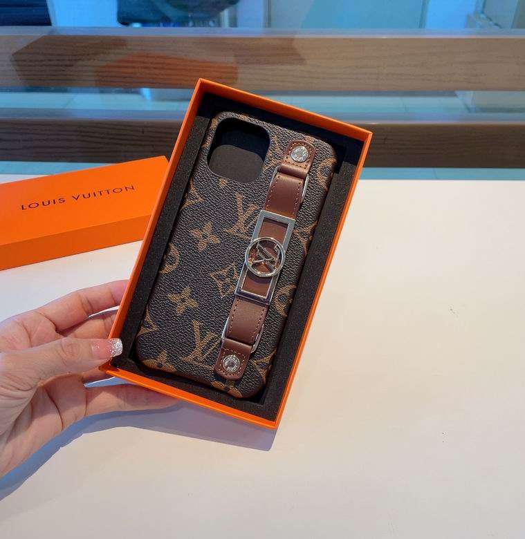 LV Monogram iPhone Case Brown Hand Strap