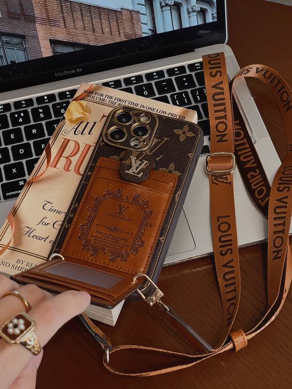 LV Case iPhone 15 Pro Max  Detachable Belt Crossbody Style