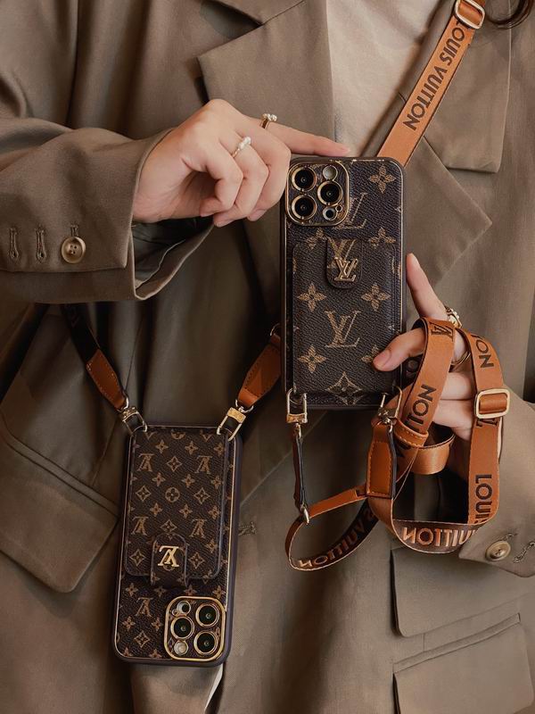LV Case iPhone 15 Pro Max  Detachable Belt Crossbody Style
