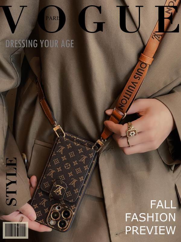 LV Case iPhone 15 Pro Max  Detachable Belt Crossbody Style