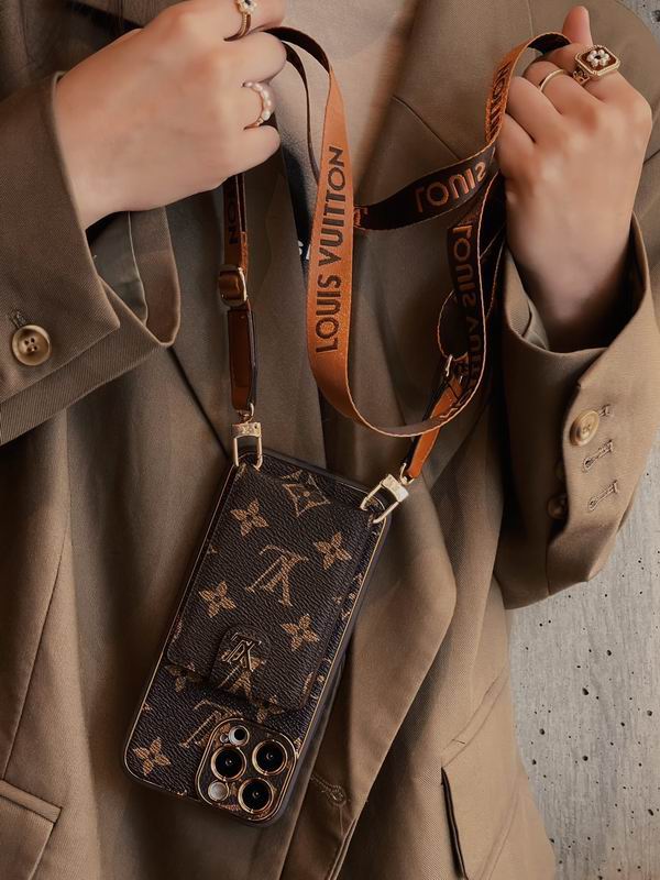 LV Case iPhone 15 Pro Max  Detachable Belt Crossbody Style