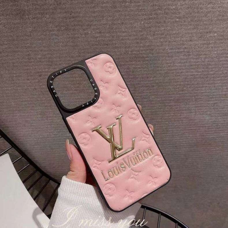 LV Leather iPhone Case for iPhone 14 13 12 Pro Max Plus Series