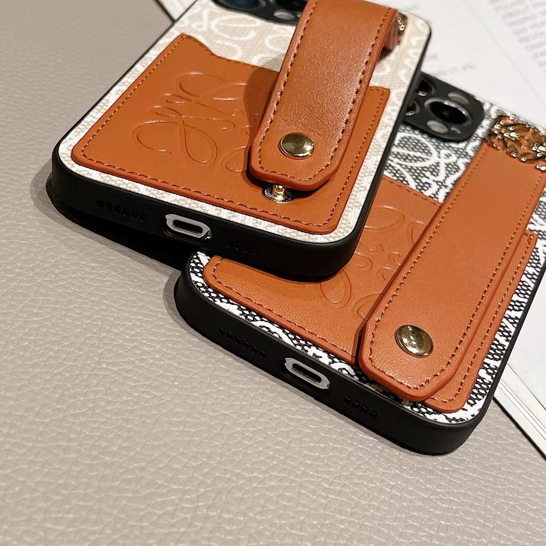 Loewe Phone Case Hand Strap Card Holder for iPhone