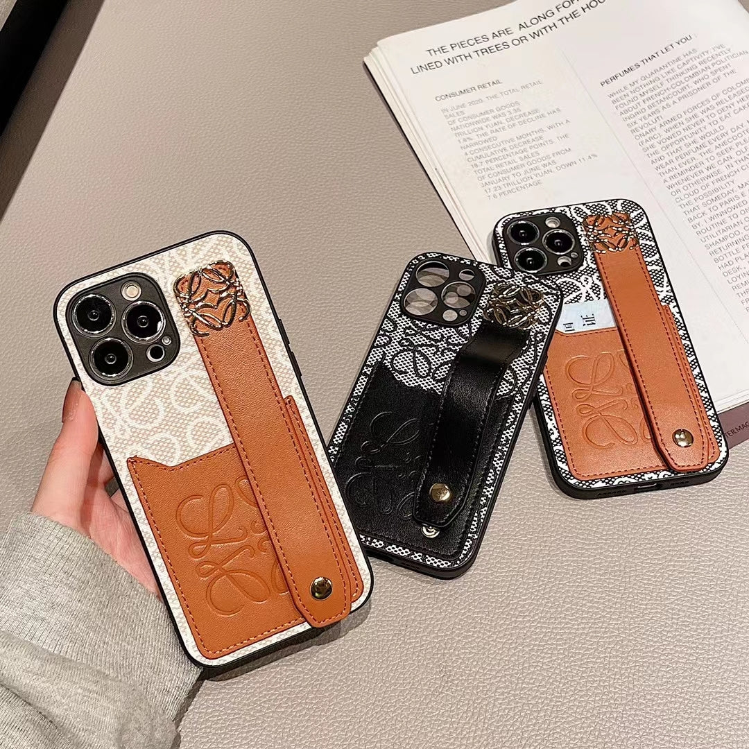 Loewe Phone Case Hand Strap Card Holder for iPhone