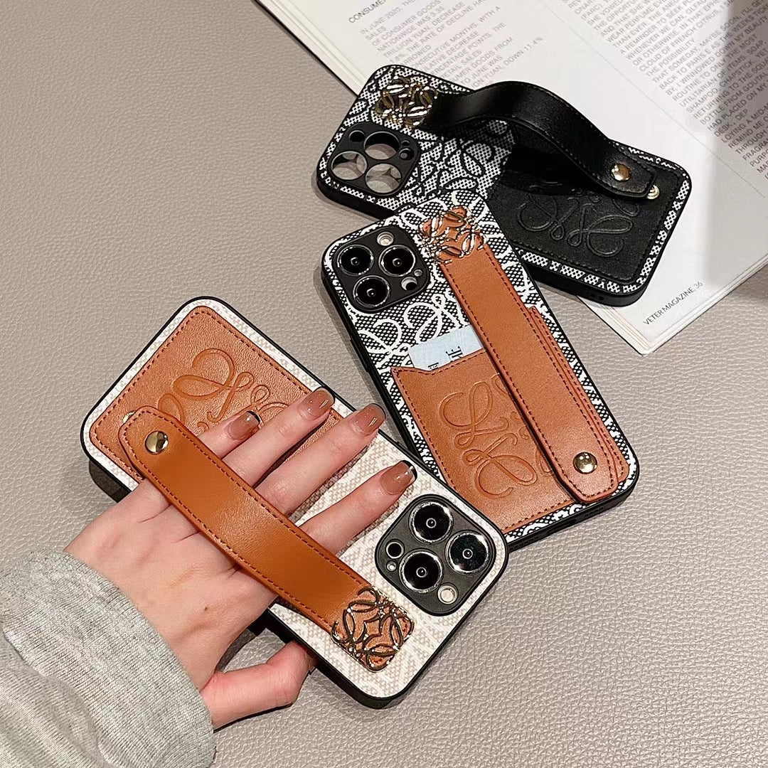 Loewe Phone Case Hand Strap Card Holder for iPhone