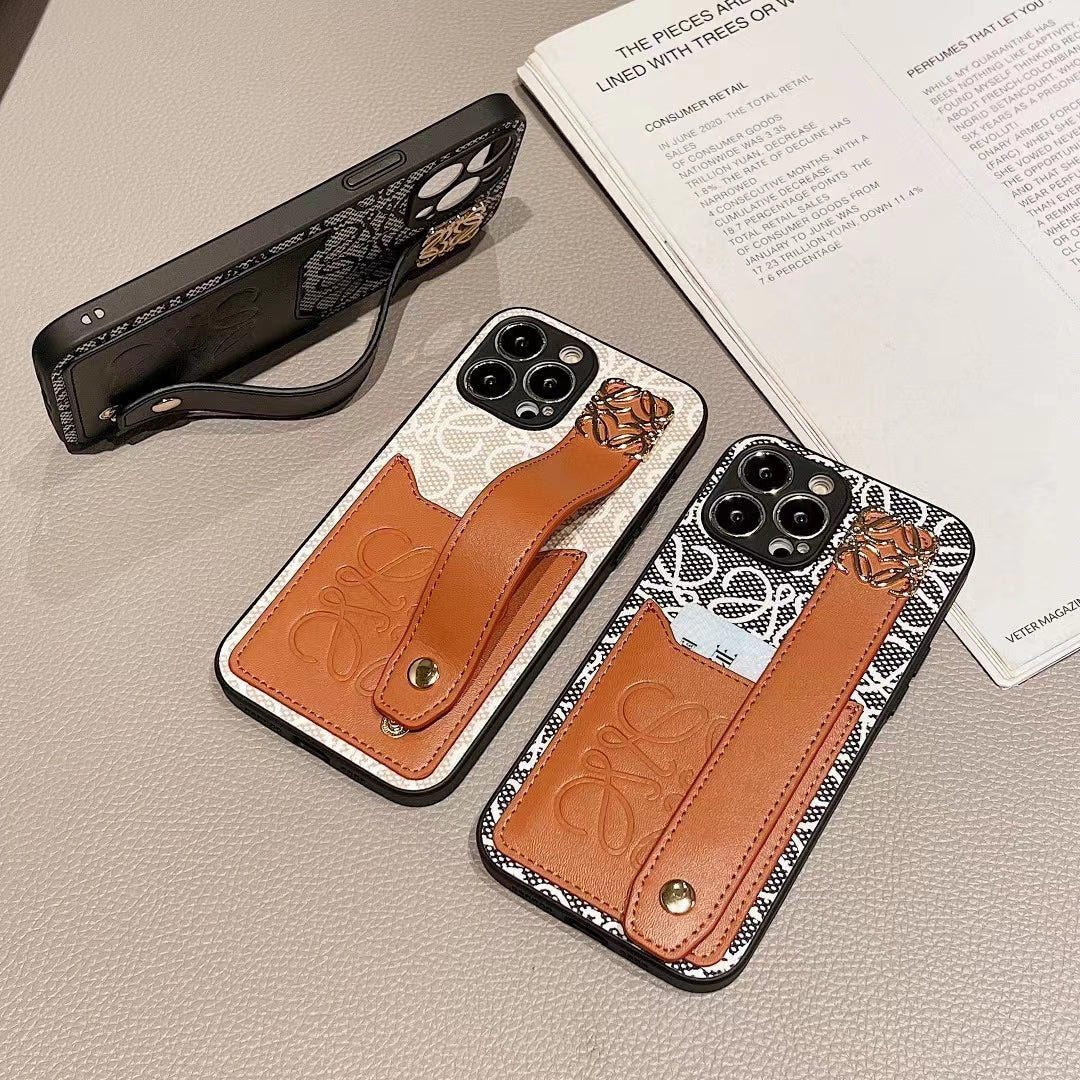 Loewe Phone Case Hand Strap Card Holder for iPhone