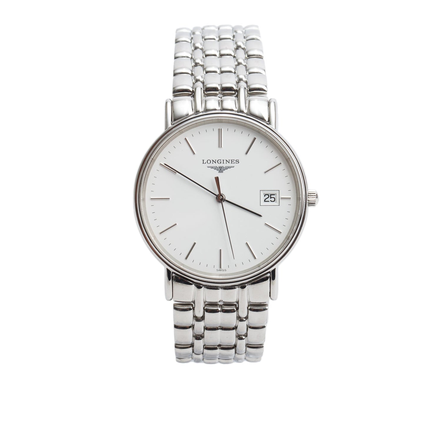 Longines Stainless Steel Presence grand Classic 33 MM Quartz Watch White Dial