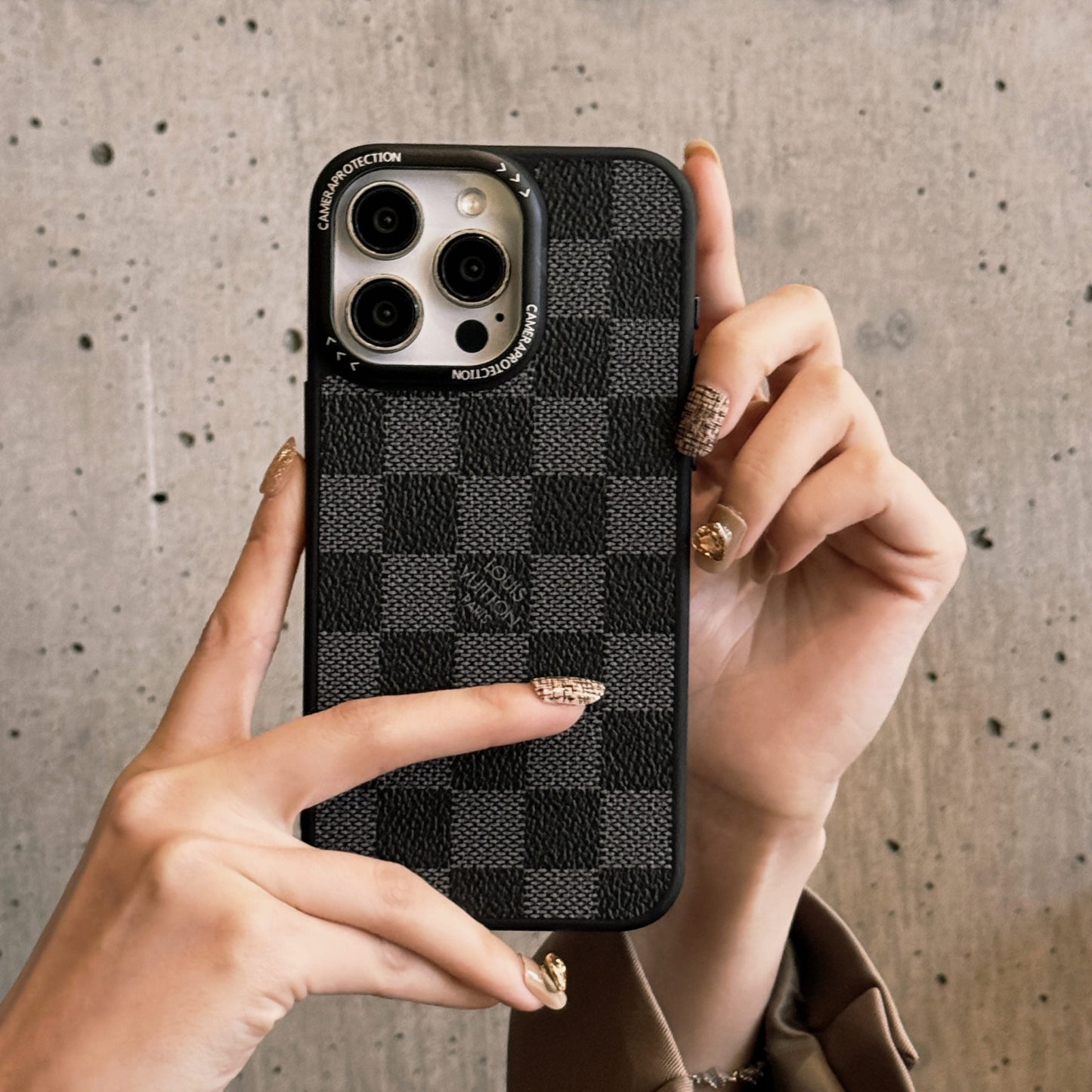 Classic LV Leather iPhone Case for 13-16 Pro Max