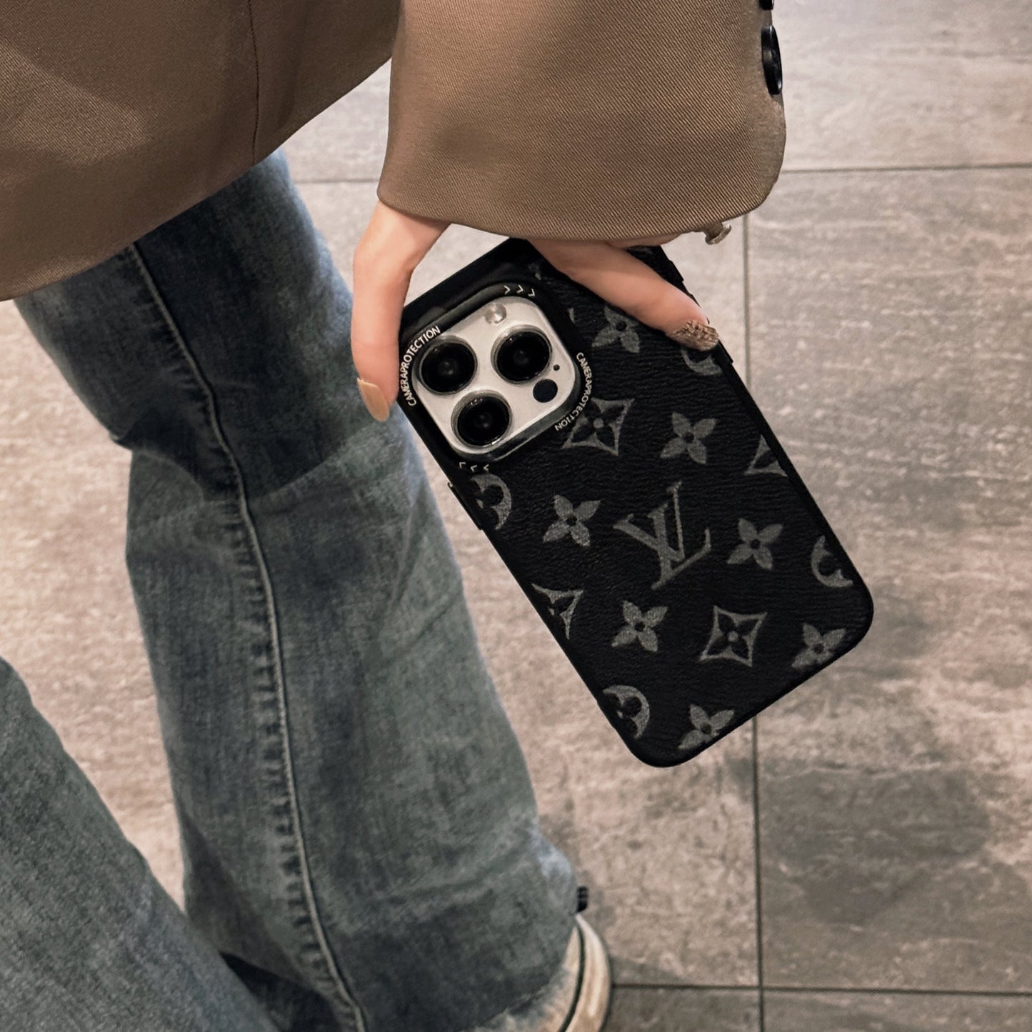 Classic LV Leather iPhone Case for 13-16 Pro Max