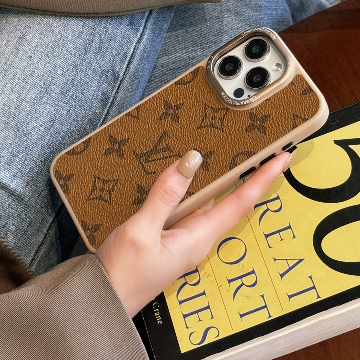 Classic LV Leather iPhone Case for 13-16 Pro Max