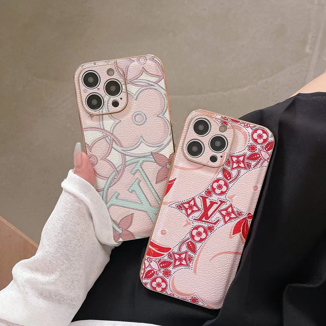 LV Style Quilted Leather Phone Case for iPhone 1216 Pro Max
