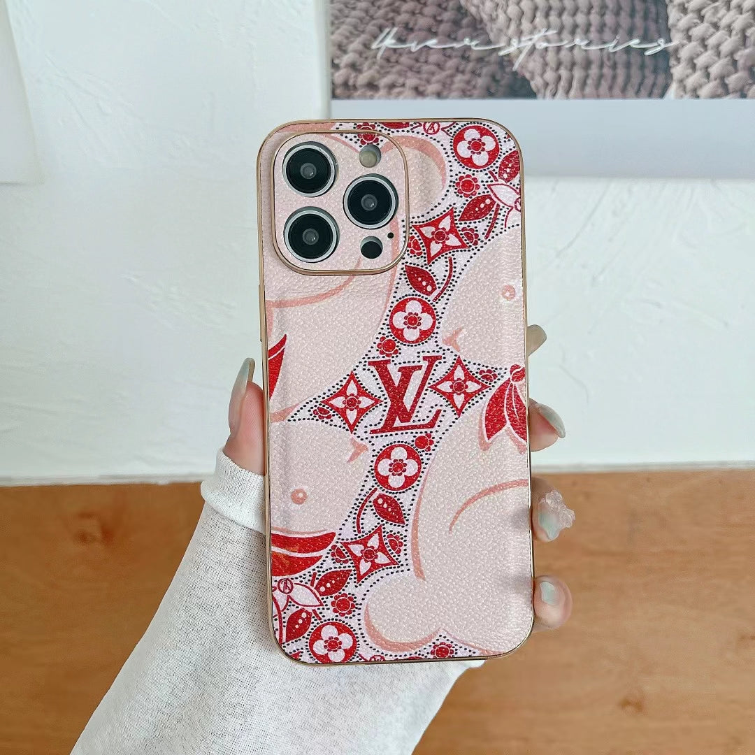 LV Style Quilted Leather Phone Case for iPhone 1216 Pro Max