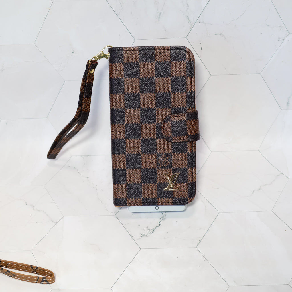 Classic Lv Leather Wallet Iphone Case 12-17 Pro Max Plus Air / 18 Pro / 18 Pro Max