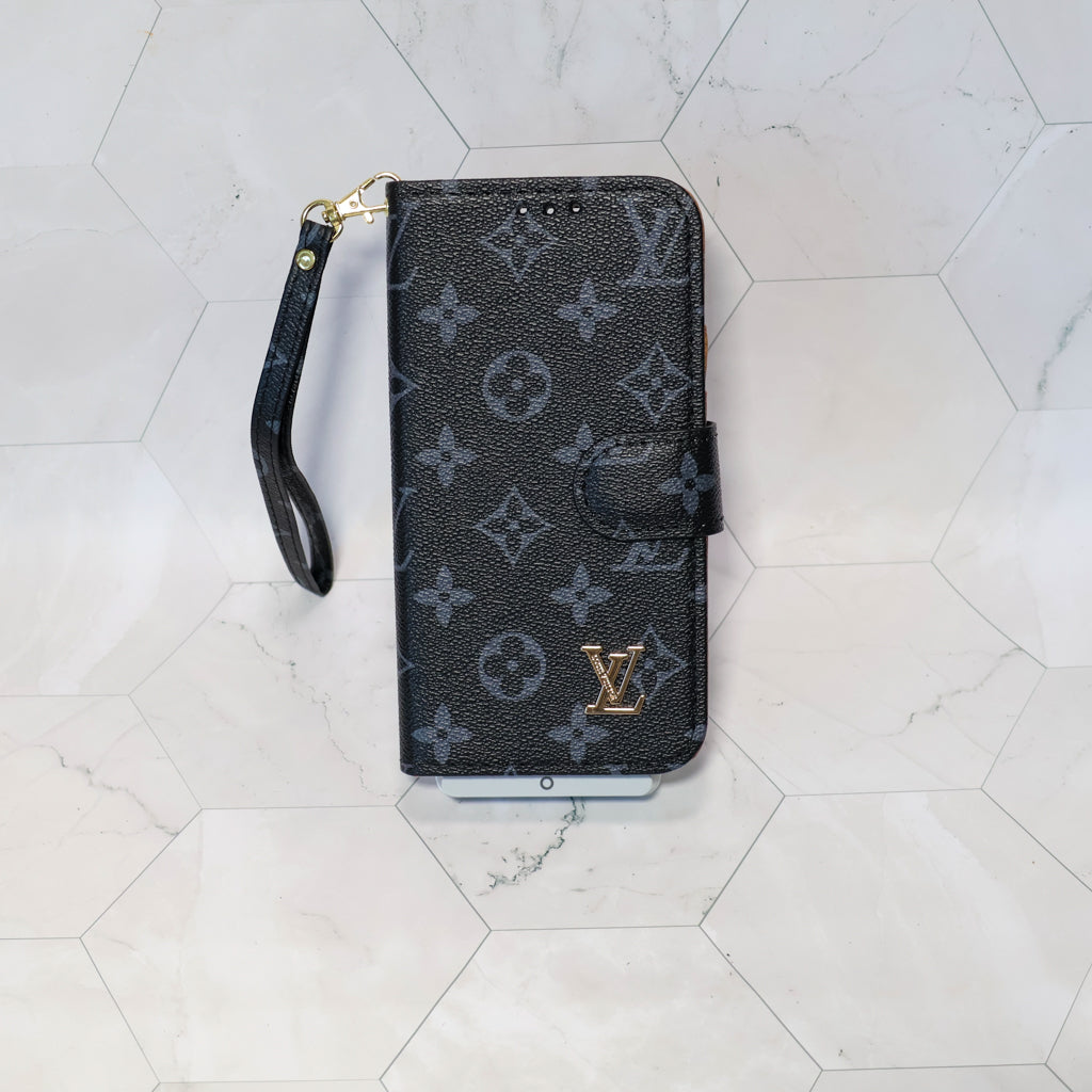 Classic Lv Leather Wallet Iphone Case 12-17 Pro Max Plus Air / 18 Pro / 18 Pro Max