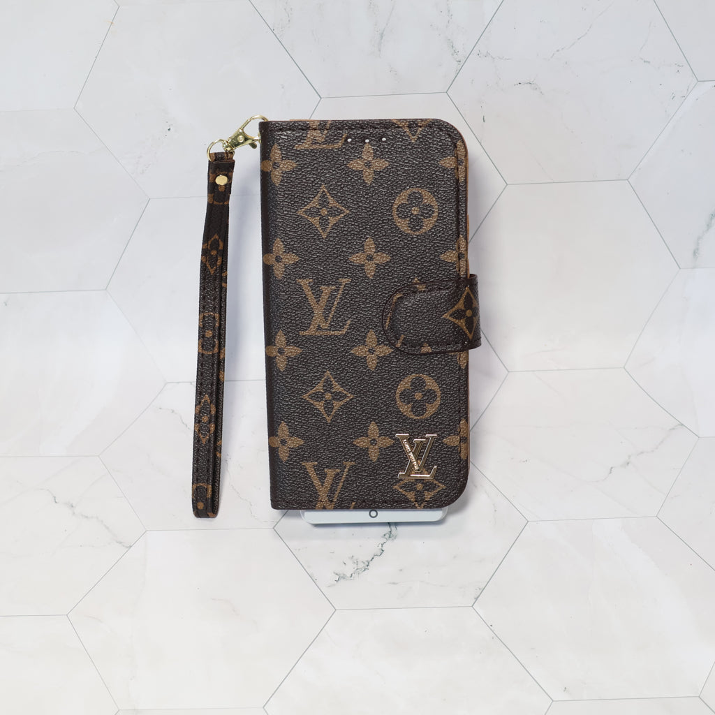 Classic Lv Leather Wallet Iphone Case 12-17 Pro Max Plus Air / 18 Pro / 18 Pro Max