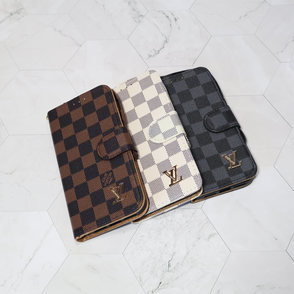 Classic Lv Leather Wallet Iphone Case 12-17 Pro Max Plus Air / 18 Pro / 18 Pro Max