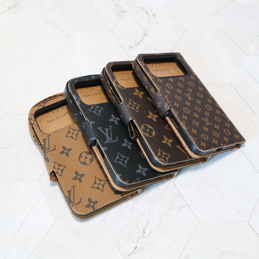 Classic Lv Leather Wallet Iphone Case 12-17 Pro Max Plus Air / 18 Pro / 18 Pro Max