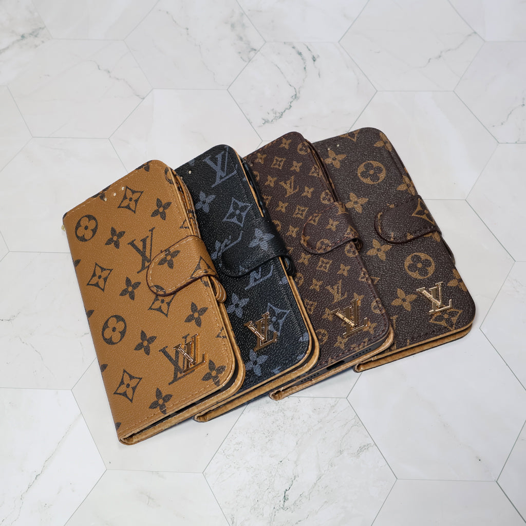 Classic Lv Leather Wallet Iphone Case 12-17 Pro Max Plus Air / 18 Pro / 18 Pro Max