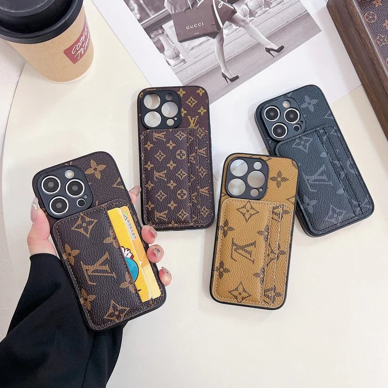 Luxury Case Iphone Series Monogram Leather Dual Cardholder / 18 Pro / 18 Pro Max