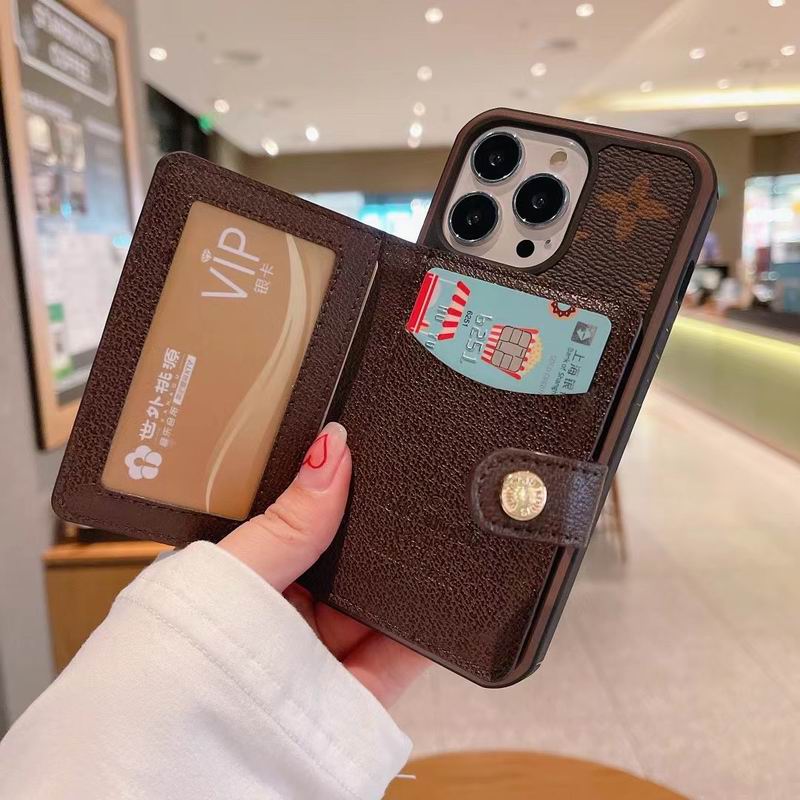 LV Card Slot Wallet Case for iPhone 1216 Pro Max Plus Series