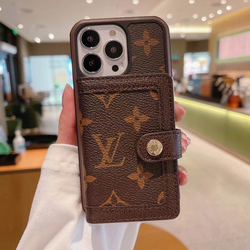 LV Card Slot Wallet Case for iPhone 1216 Pro Max Plus Series