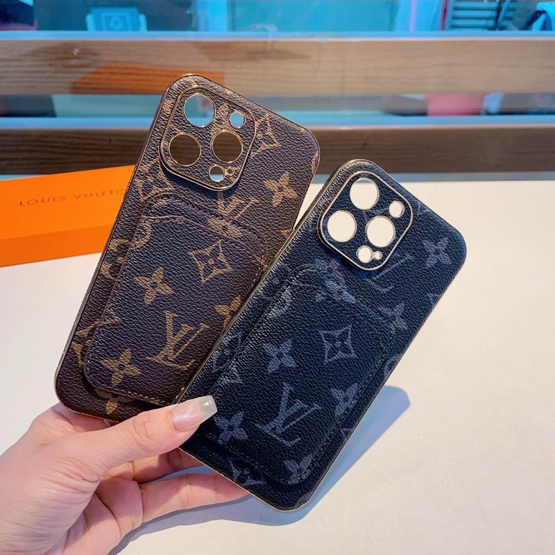 Lv Iphone Case Card Holder Back Cover For Iphone 12 13 14 15 16 Pro Max Plus / 18 Pro / 18 Pro Max