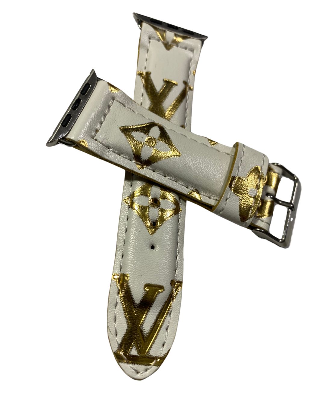 Louis Vuitton Apple Watch Band White & Gold Upcycled