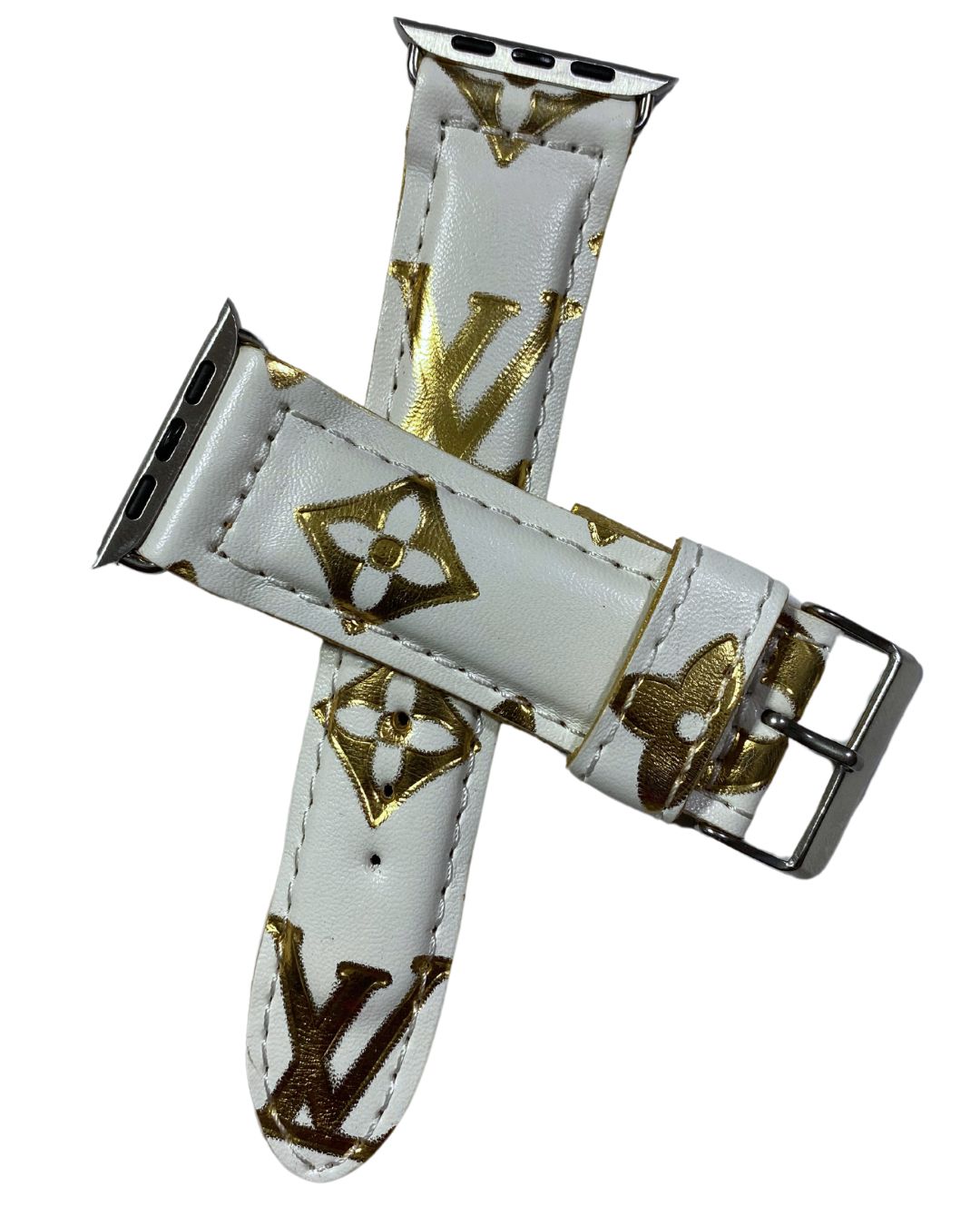 Louis Vuitton Apple Watch Band White & Gold Upcycled