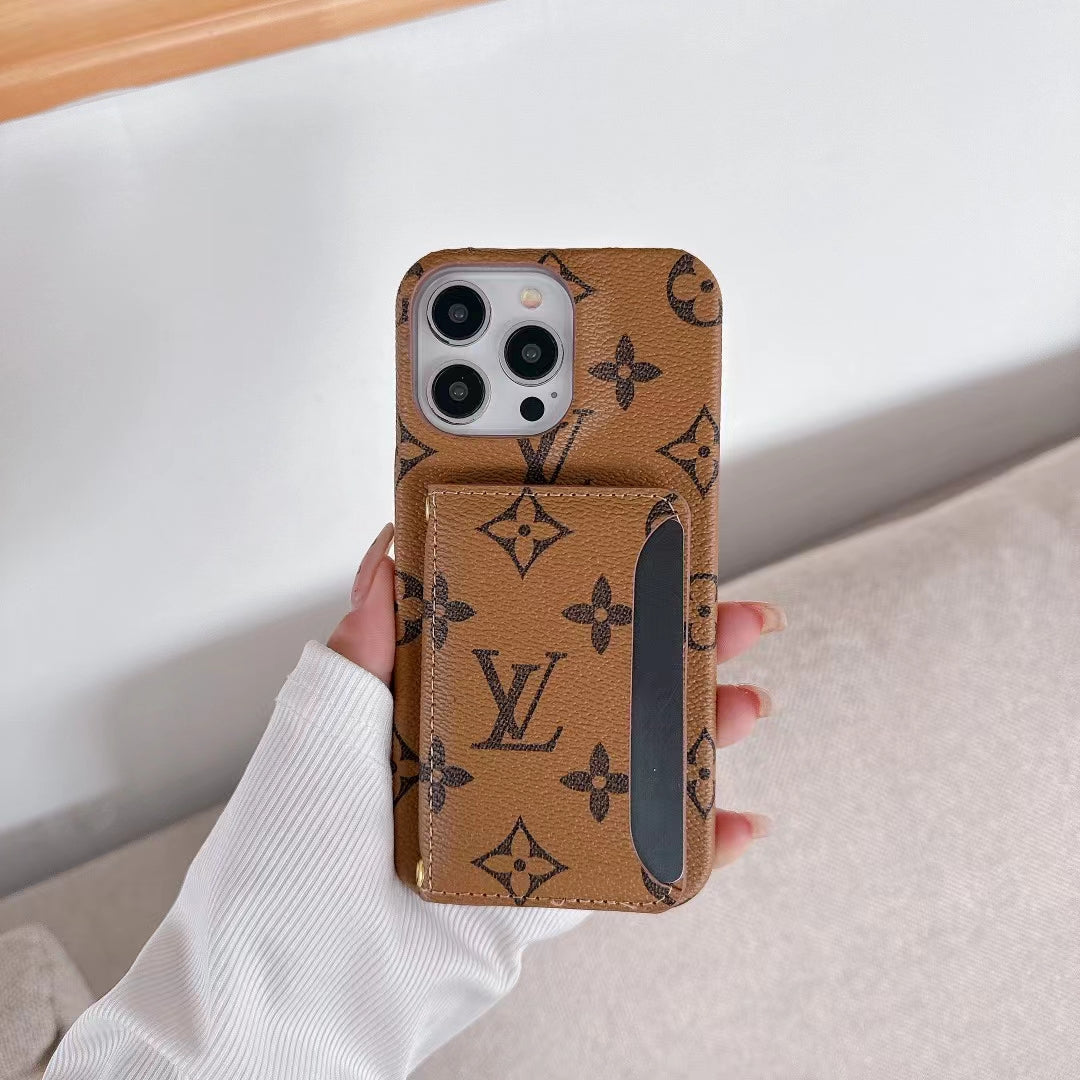 Lv Wallet Card Phone Case For Iphone 11 12 13 14 15 16 Pro Max Plus / 18 Pro / 18 Pro Max
