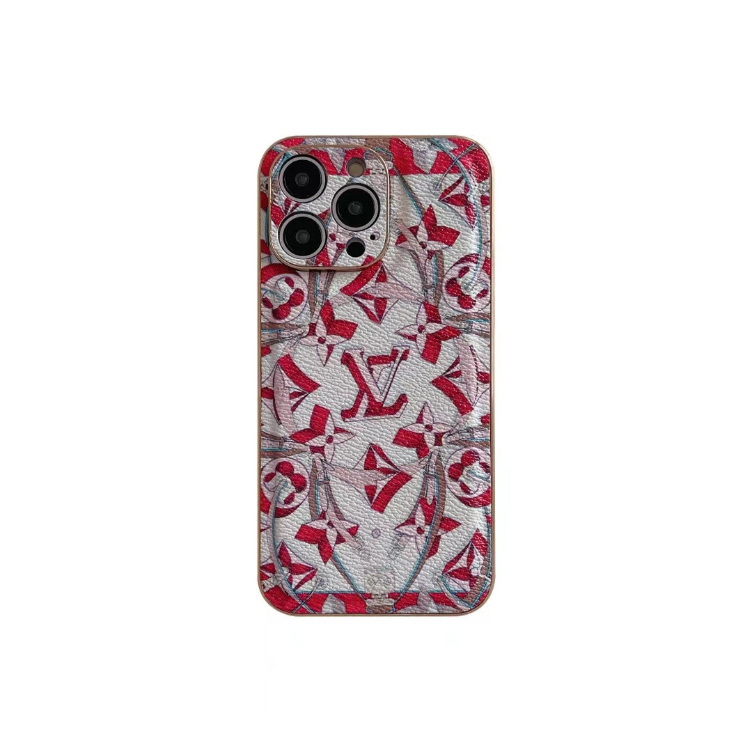 LV Style Quilted Leather Phone Case for iPhone 1216 Pro Max