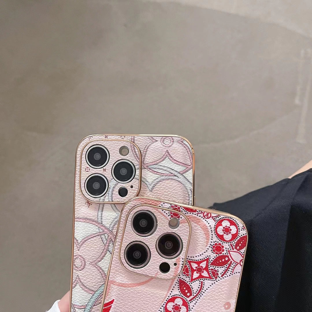 LV Style Quilted Leather Phone Case for iPhone 1216 Pro Max