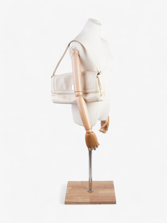 Chanel 2 55 Cream Lambskin Leather