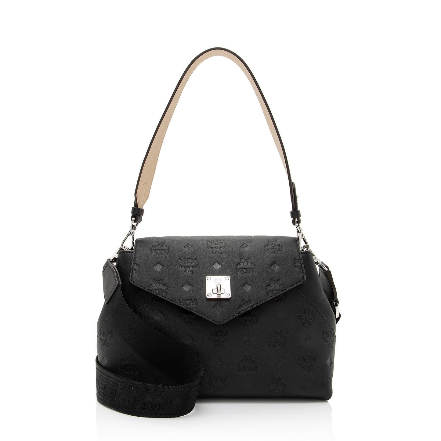 MCM Embossed Leather Essential Two Way Crossbody Bag
