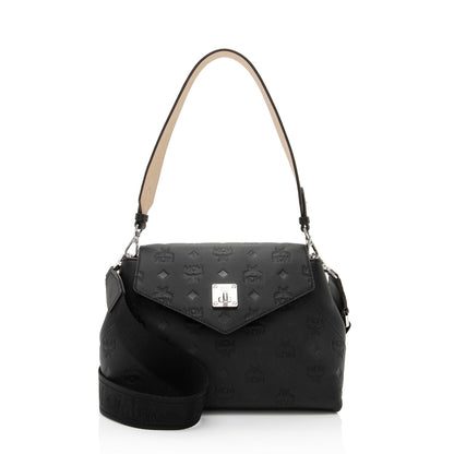 MCM Embossed Leather Essential Two Way Crossbody Bag