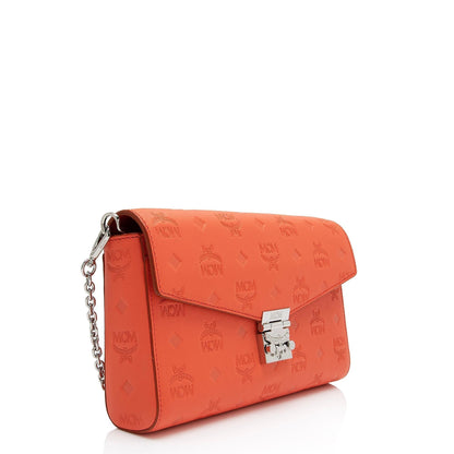 MCM Embossed Leather Millie Medium Crossbody Bag