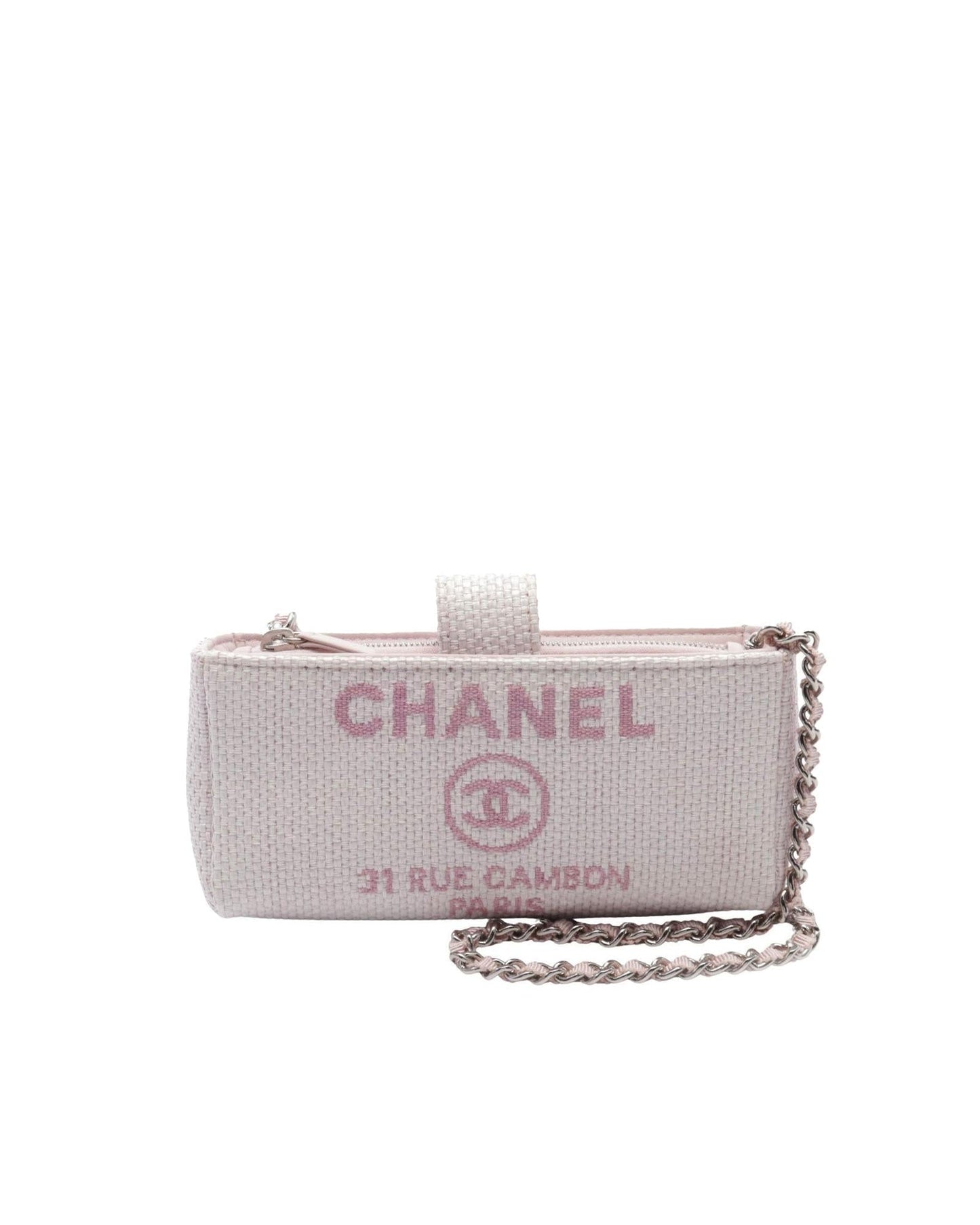 Raffia Deauville Crossbody Phone Clutch with Chain Strap