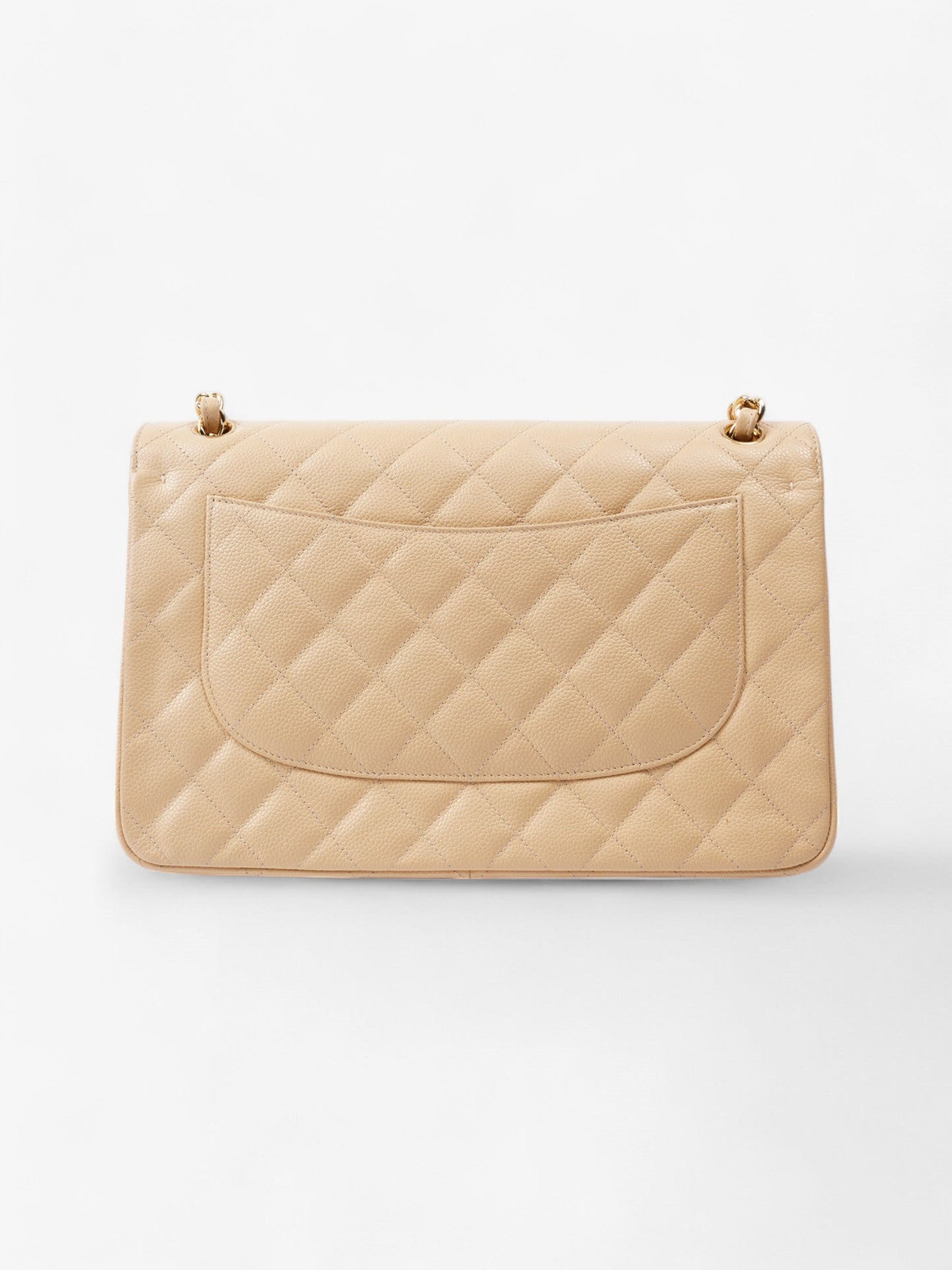 Chanel Classic Double Flap Beige Caviar Leather Jumbo